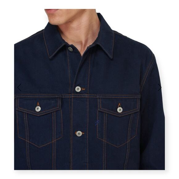 Mens London Navy Blue Denim Flocked Jacket XL $ 1790 Msrp - Picture 13 of 16